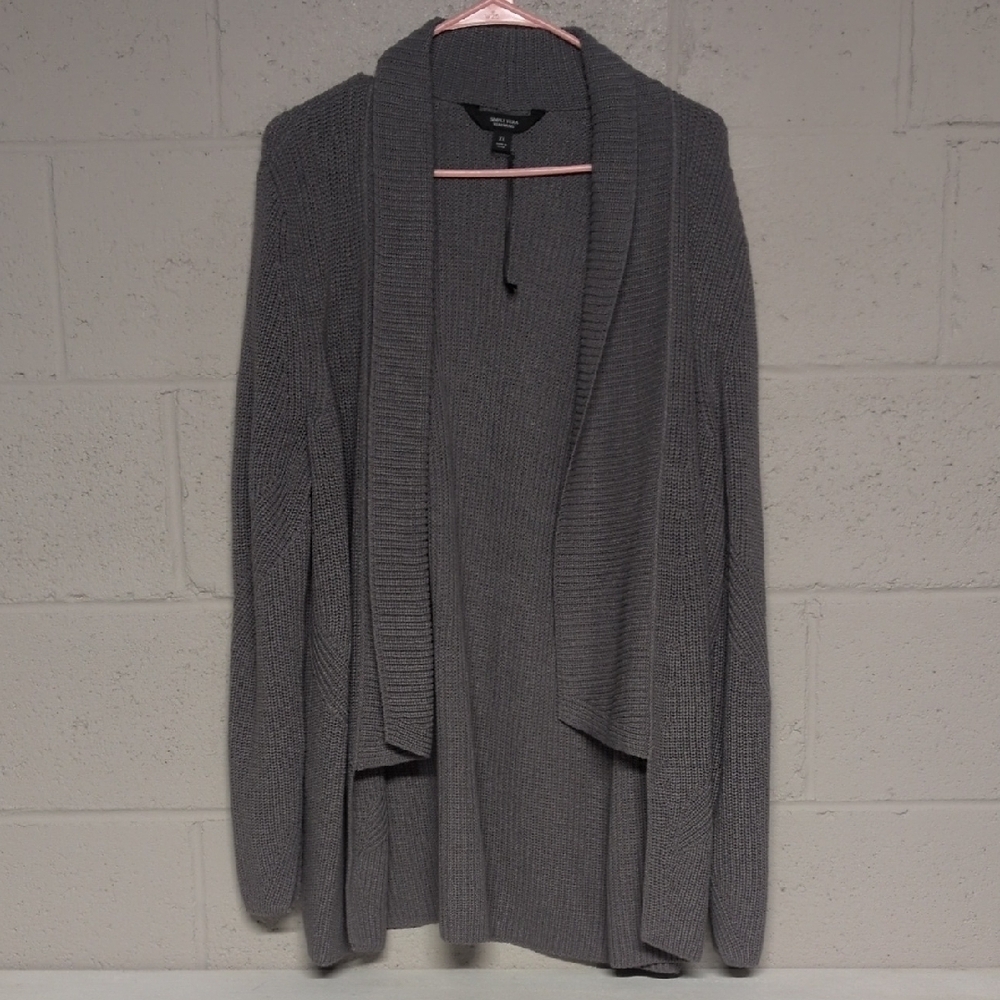 Simply Vera Vera Wang Charcoal Open Front Cardigan Sweater Size XL, NWOT